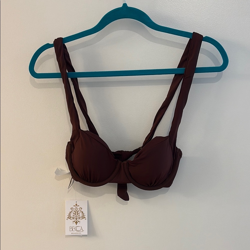 NWT! BECCA Women's Chocolate Brown Swim Top